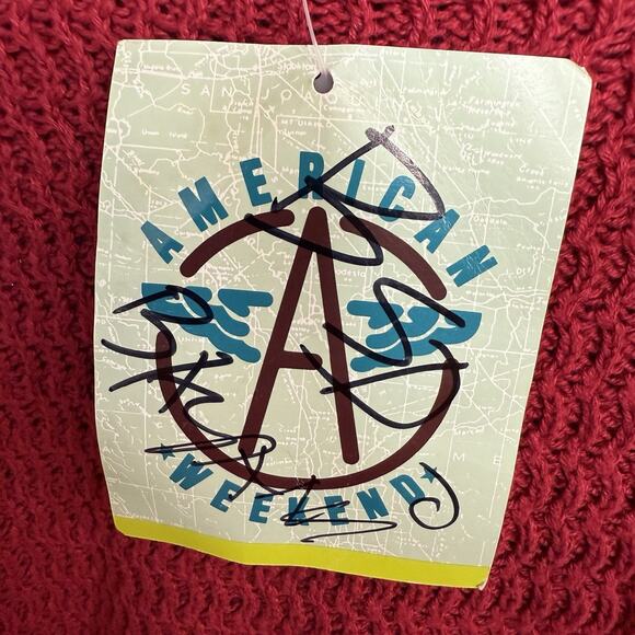 Vtg 90s Y2K American Weekend Heavy Sweater Men's Red Preppy Prep Fisherman NWT - Picture 8 of 8